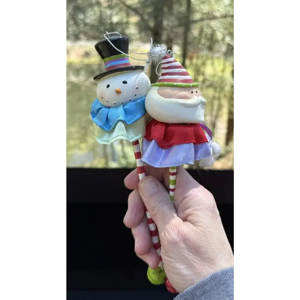 2 Midwest Of Cannon Falls Snowman Santa Whimsical Christmas ornaments -Lo10